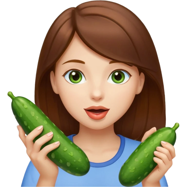 I want a brown hair, blue eyes girl. Holding and licking cucumbers emoji