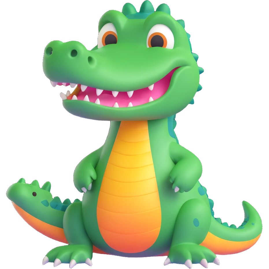 friendly alligator with a glowing halo above its head, friendly expression, simple background emoji