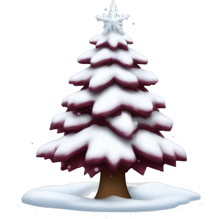 Snowy burgundy Christmas tree emoji