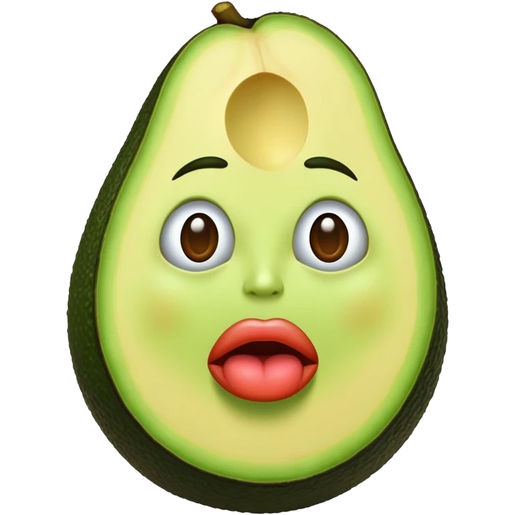 un aguacate con cara y labios grandes  emoji