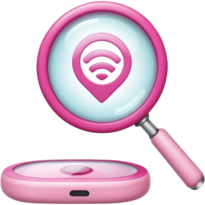 mix light pink dark pink and white girly wifi internet with a magnifying glass emoji