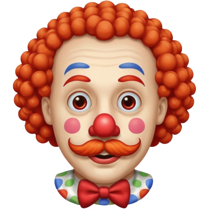 Classic clown — curly mustache, red nose emoji