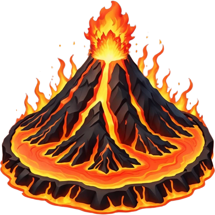 planet, Volcano Planet, lava rivers and erupting peaks emoji