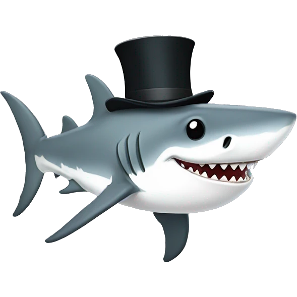 Shark with tophat emoji