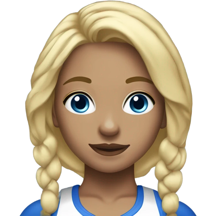 gym girl with blonde hair and brand, gym wear, blue eyes  emoji