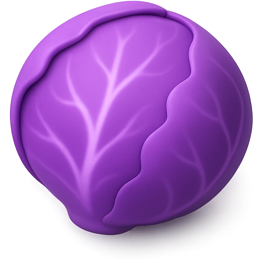 purple cabbage emoji with visible vein lines, realistic texture, vibrant color emoji