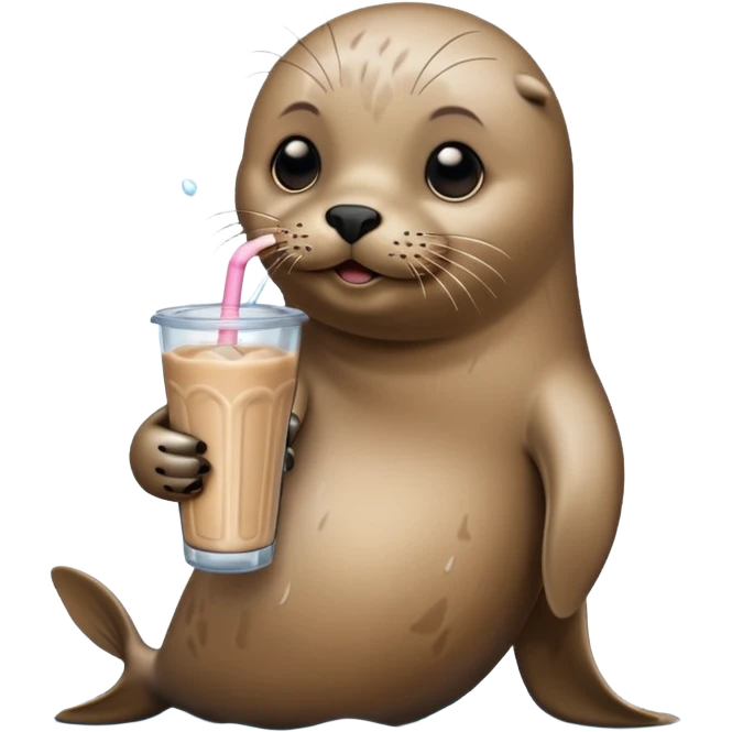 Seal drinking a protein shake emoji