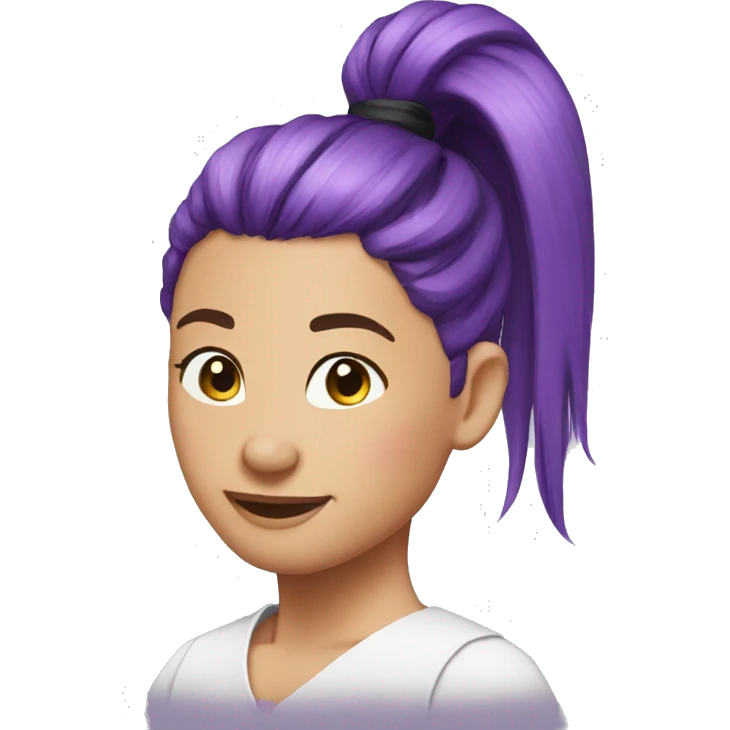 purple hair pony tail bun emoji