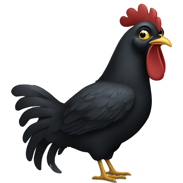 black chicken cleans its beak emoji
