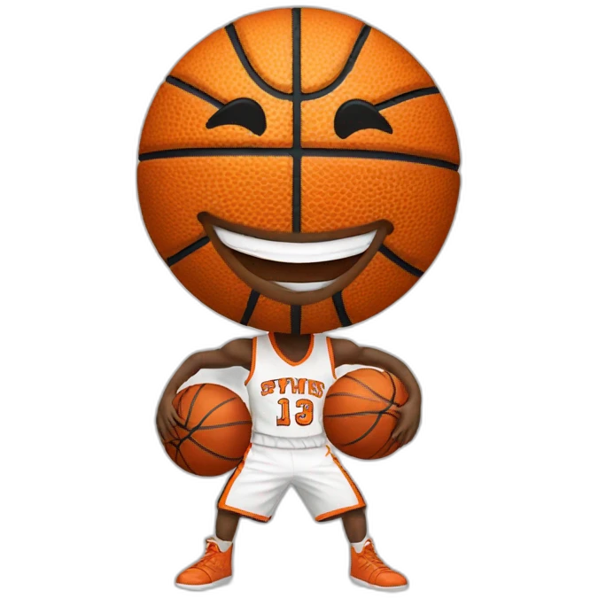 basketball with a smile emoji