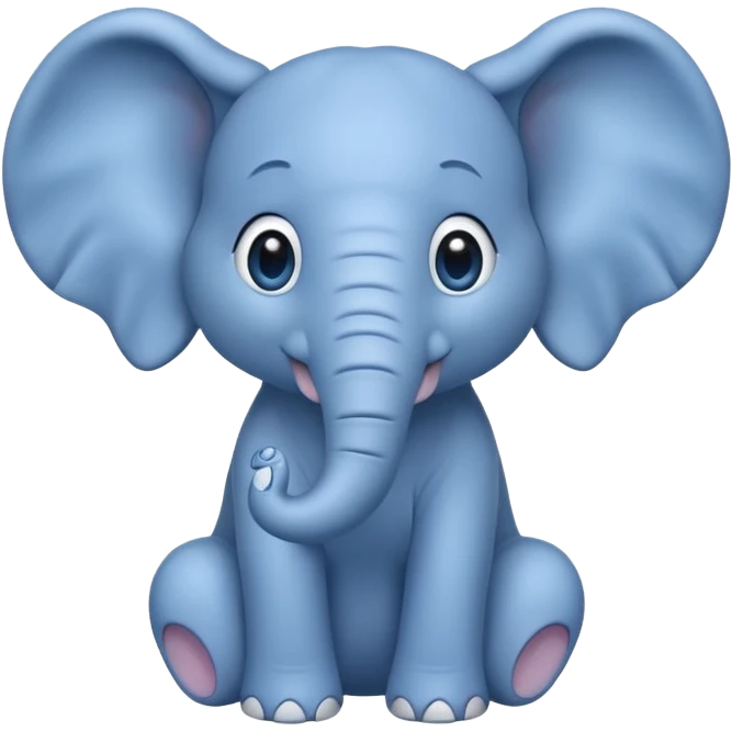 small blue elephant, begging pose, watery eyes emoji