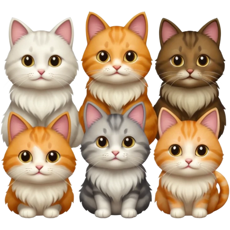 6 realistic looking cats with different natural coloured coats
 emoji