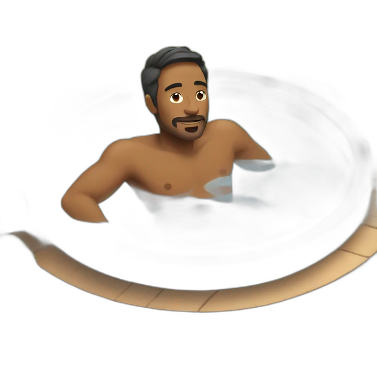 man relaxing in hot tub emoji