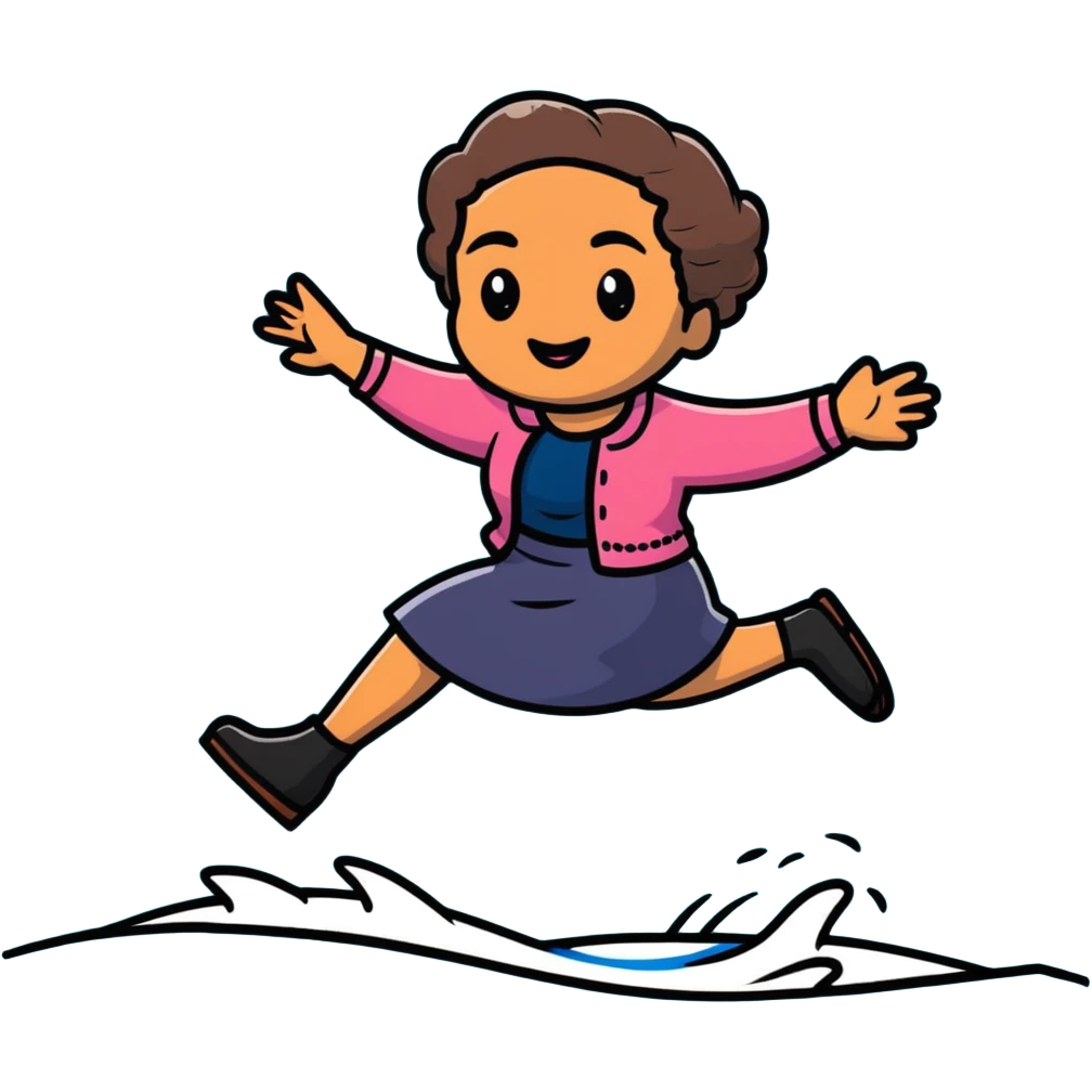 Rosa Parks jumping over a river emoji
