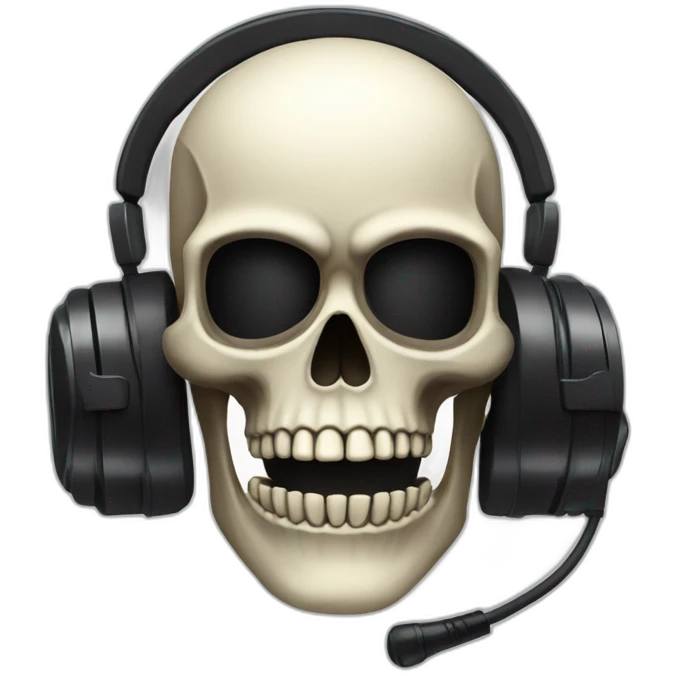 Military Skeleton mask with a long black mask underneath it and headset with a microphone emoji