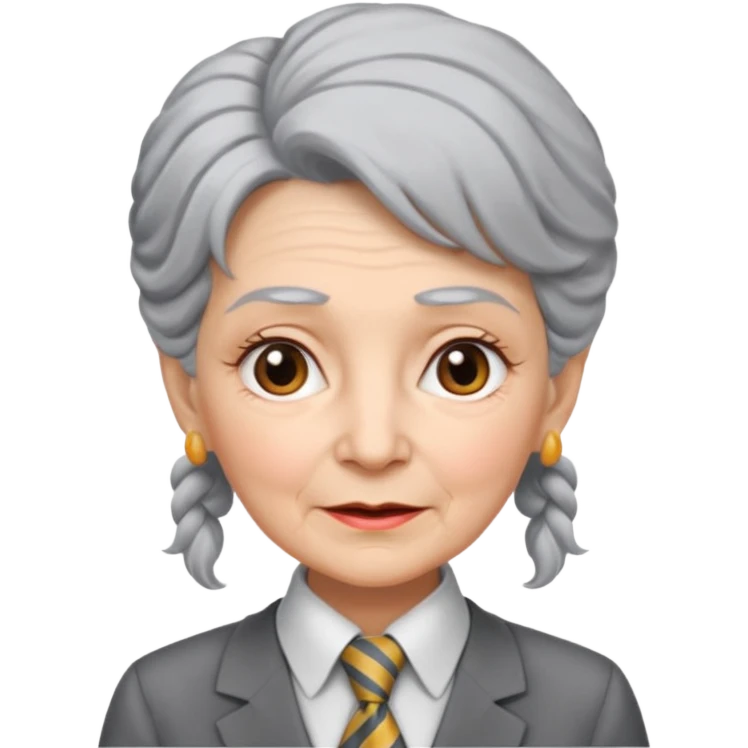 Very old women with Necktie. different hair style. emoji