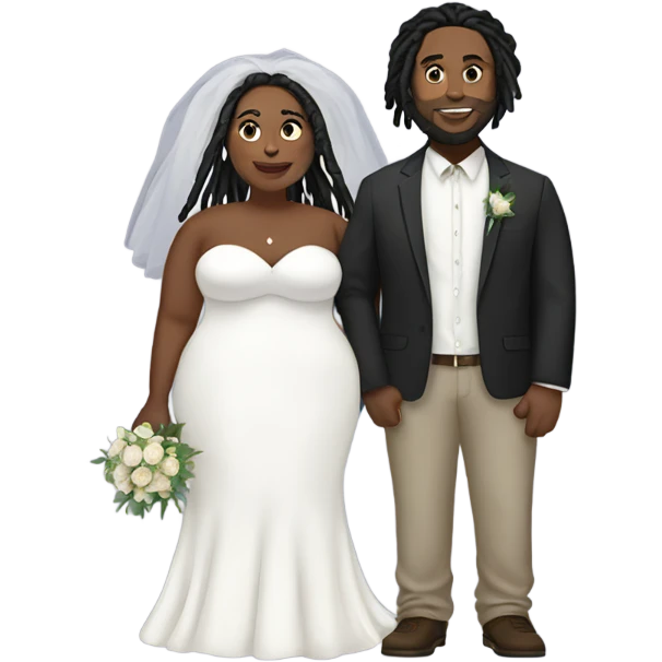 Plus size couple with locs wedding full body emoji