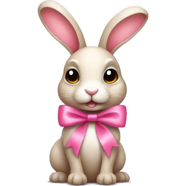 bunny with pink ribbon emoji