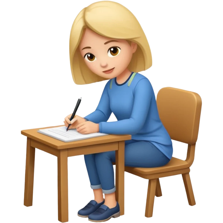 woman sitting and writing on a paper emoji