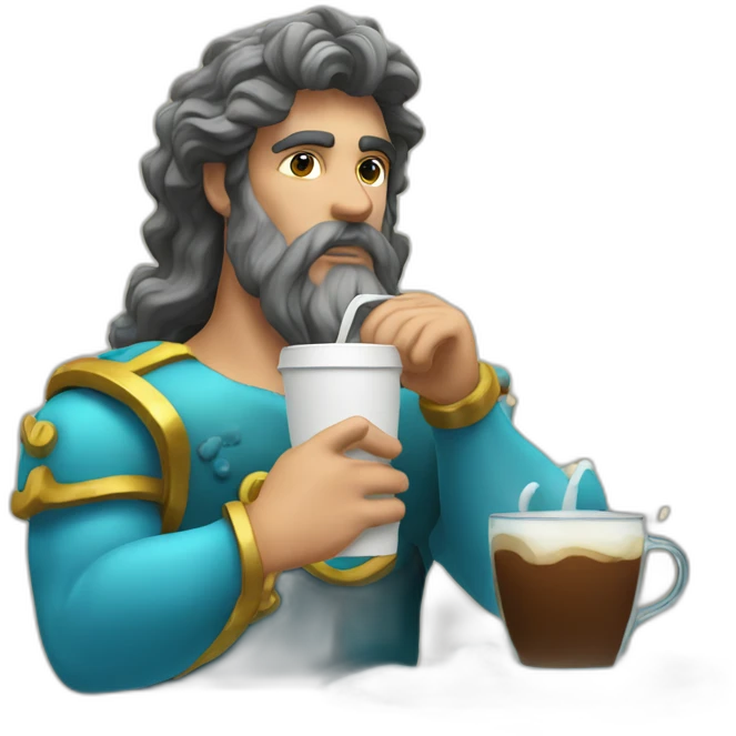 Poseidon drinks coffee emoji