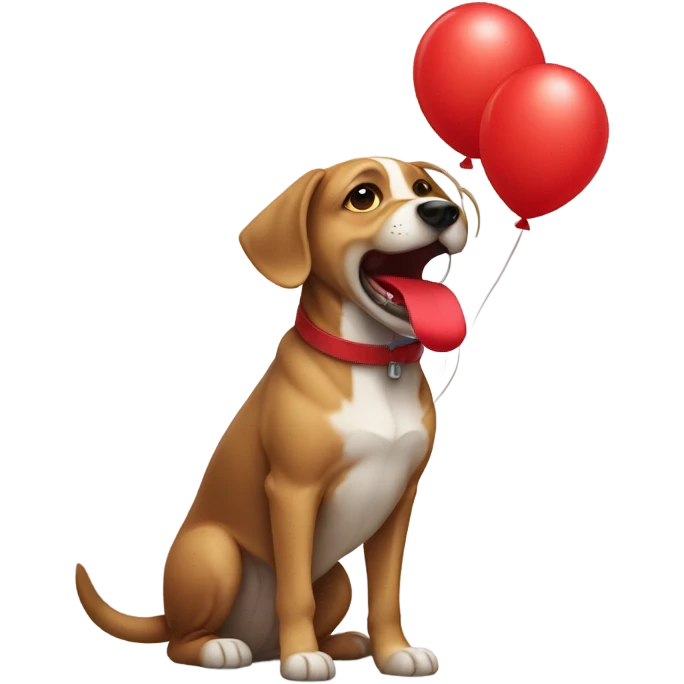 Dog holding a red balloon  emoji