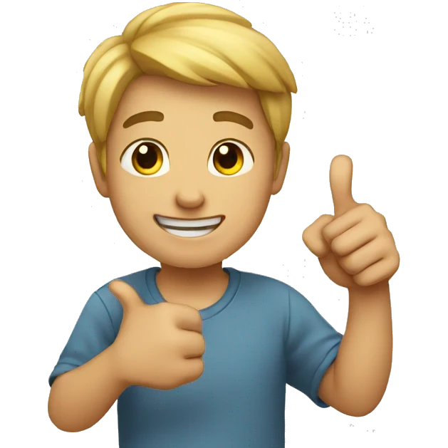 Boy posing showing to thumbs up emoji