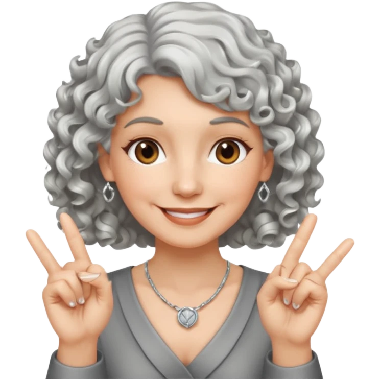 silver, short, wavy-haired with curls, smiling pretty lady, index/middle fingers crossed on right hand

 emoji