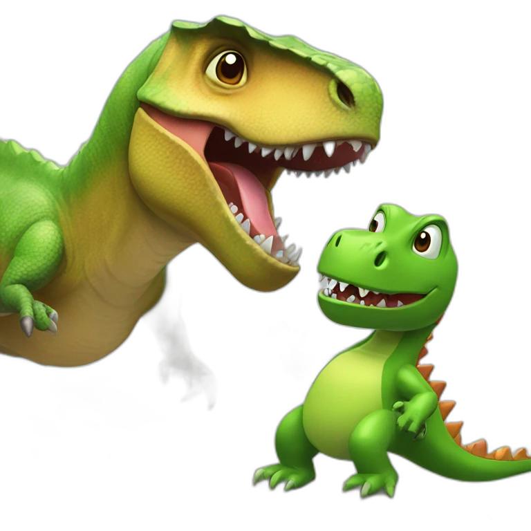 Dinosaur with lizard playing Nintendo switch emoji