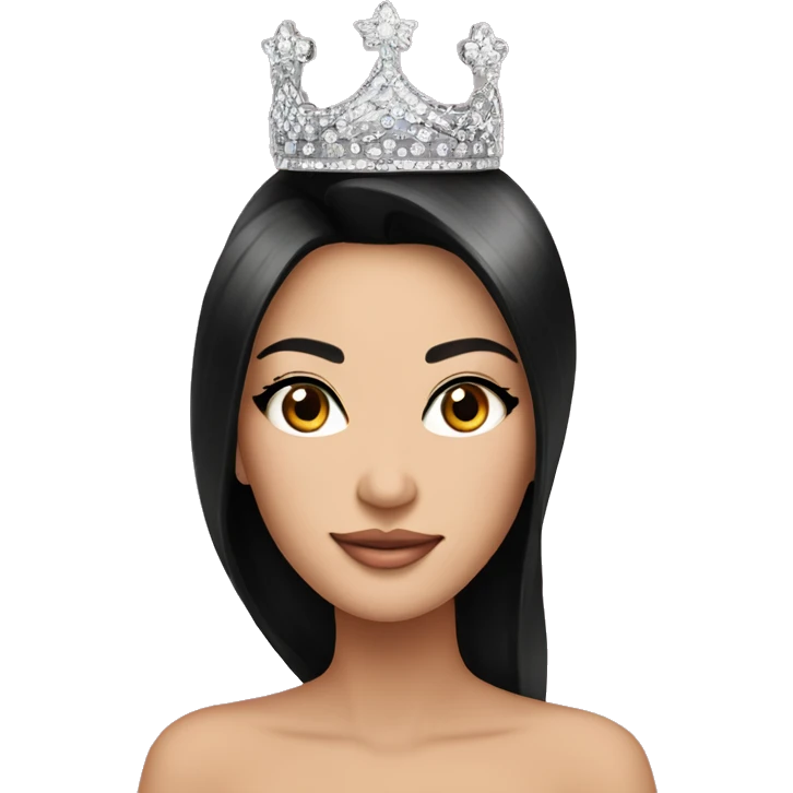 Miss universe south east Asian with long straight black hair with a crown emoji