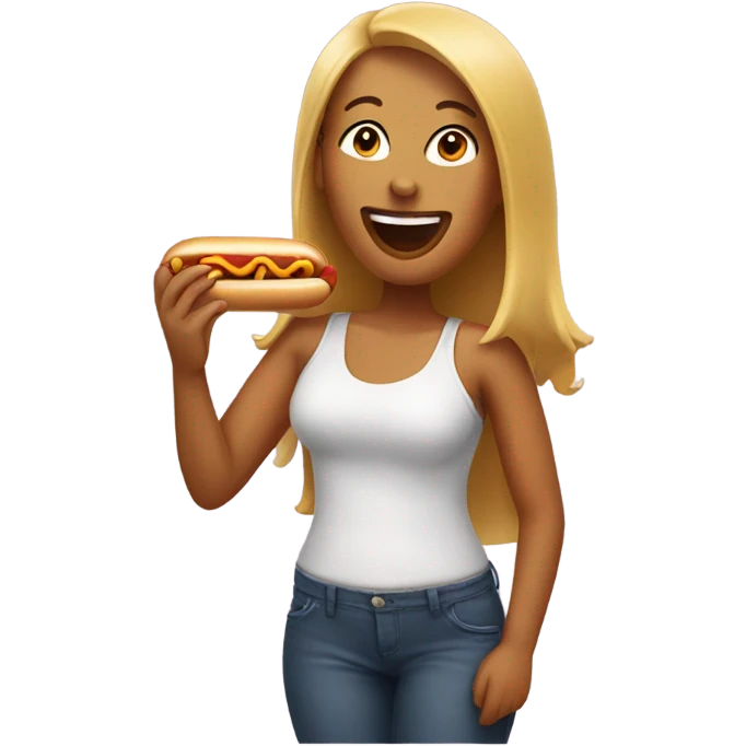 Woman eating a hotdog  emoji