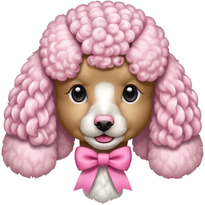 poodle blanco con listones rosados en las orejas  emoji