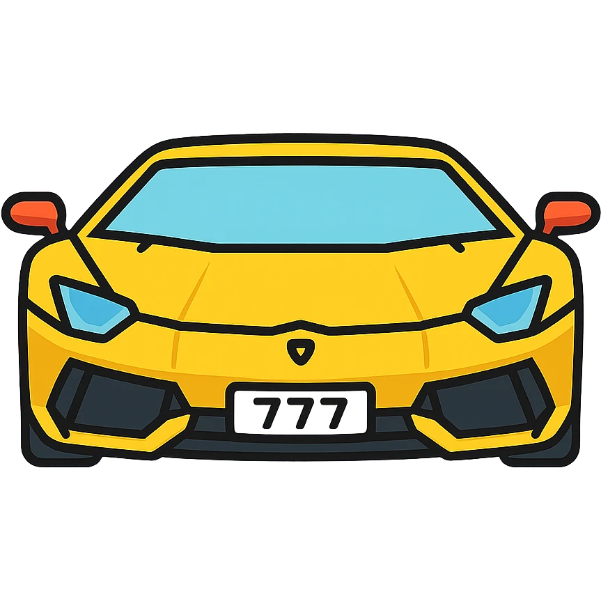 Lamborghini Aventador car with license plate 777 emoji