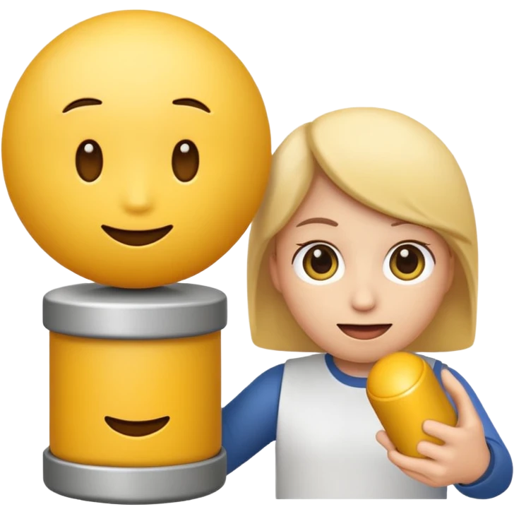 A emoji holding a cylindrical object with 2 spheres at the base of it emoji