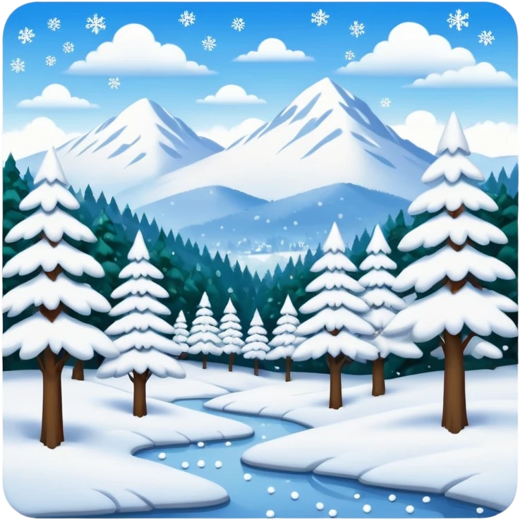 painting with snowing landscape emoji