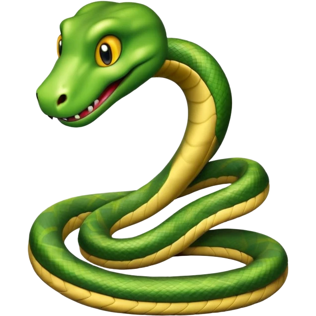 friendly anthropomorphised snake in jeans and a t-shirt, walking with a smile emoji