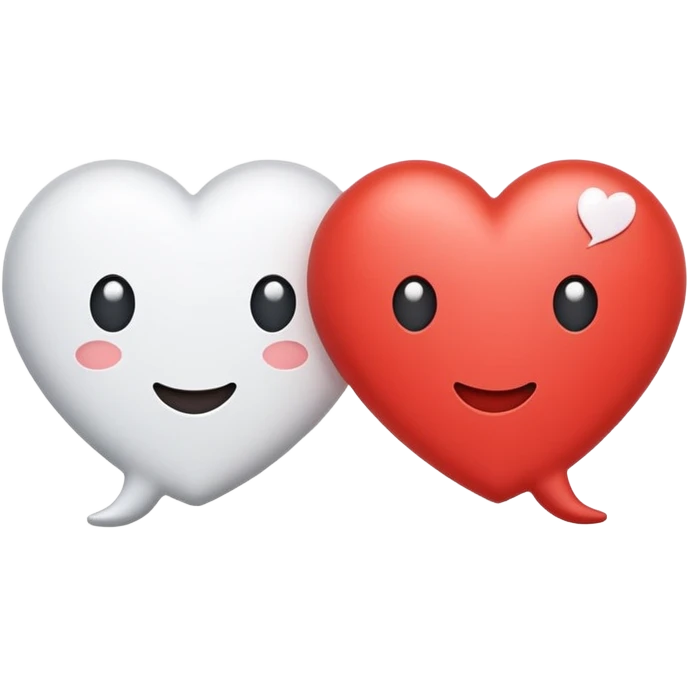 Minimal flat emoji of two speech bubbles facing each other with a small heart or sound wave inside, symbol of informal and authentic conversation emoji