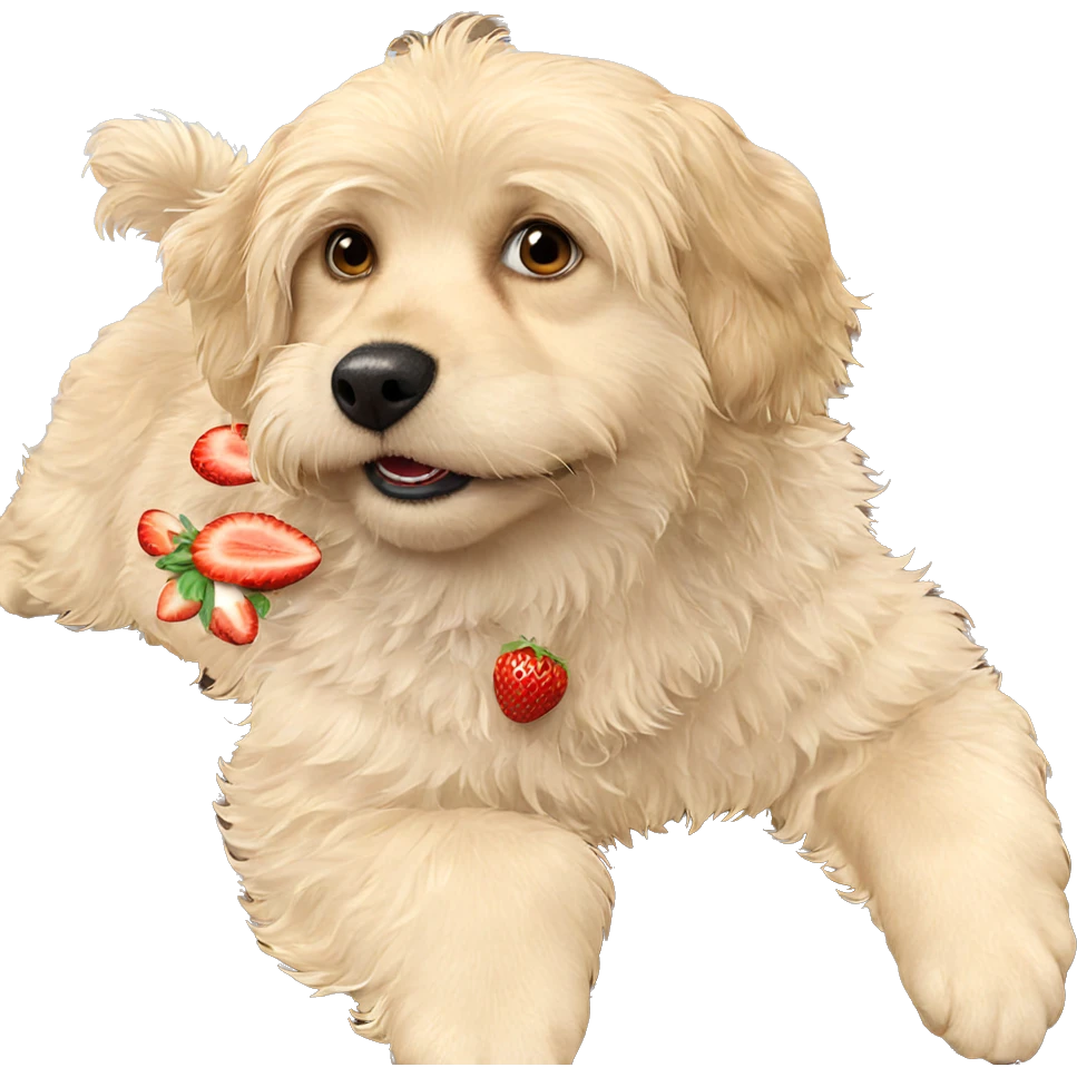 dog enjoying fresh strawberries emoji