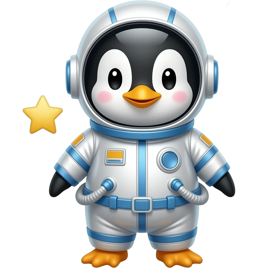 baby penguin in space suit in space emoji