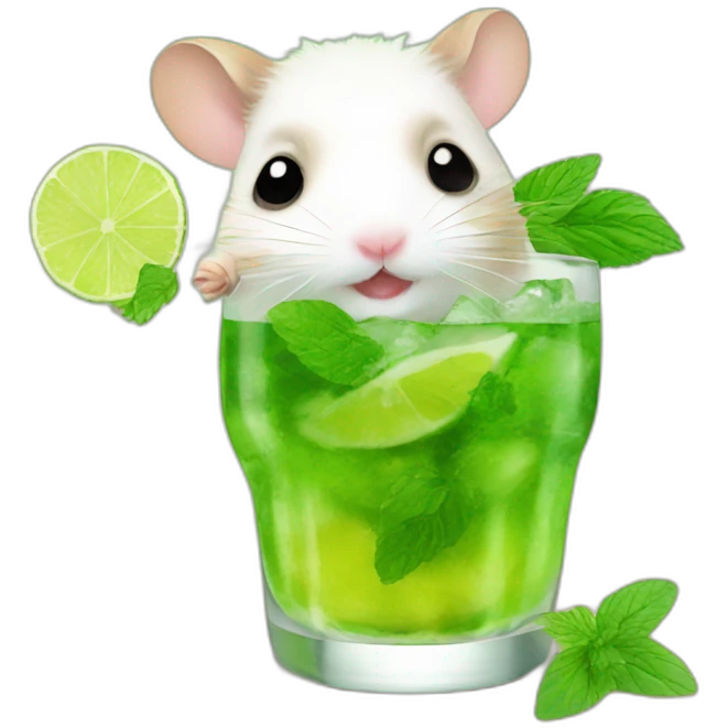 hamster on a weel drinking mojito emoji