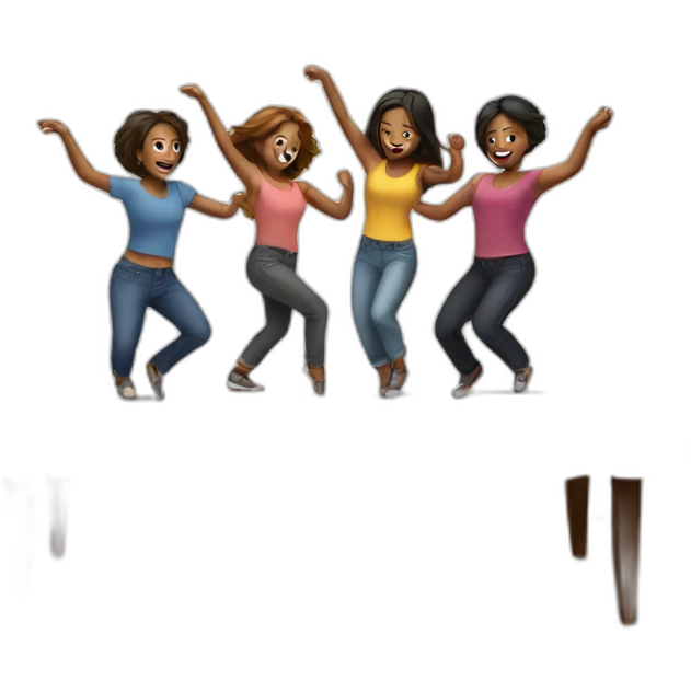 friends dancing on table emoji
