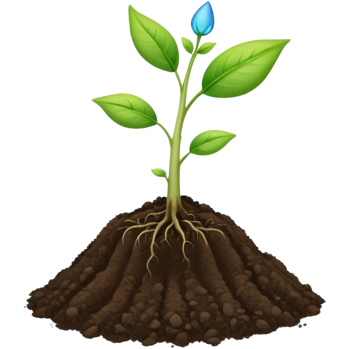 A small green plant sprouting from soil, growing upwards, with a blue progress bar above it indicating growth emoji