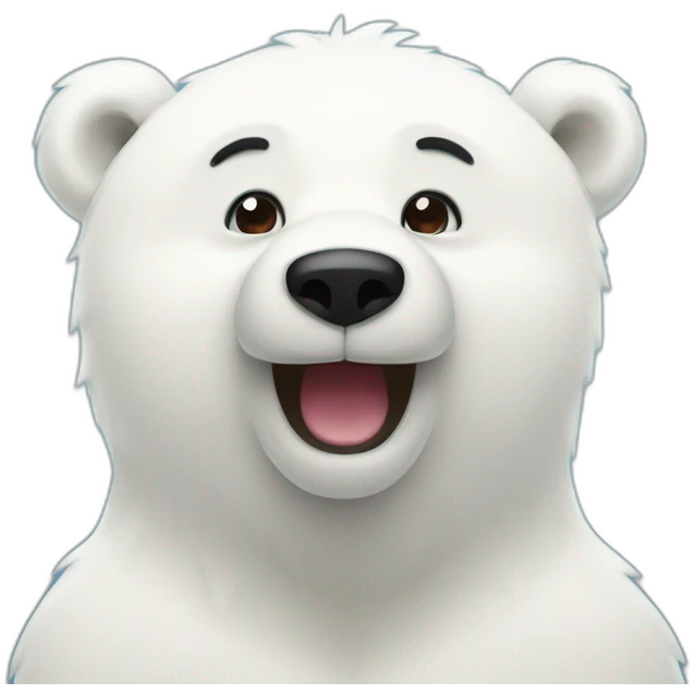A happy polar bear holding a bommerang emoji
