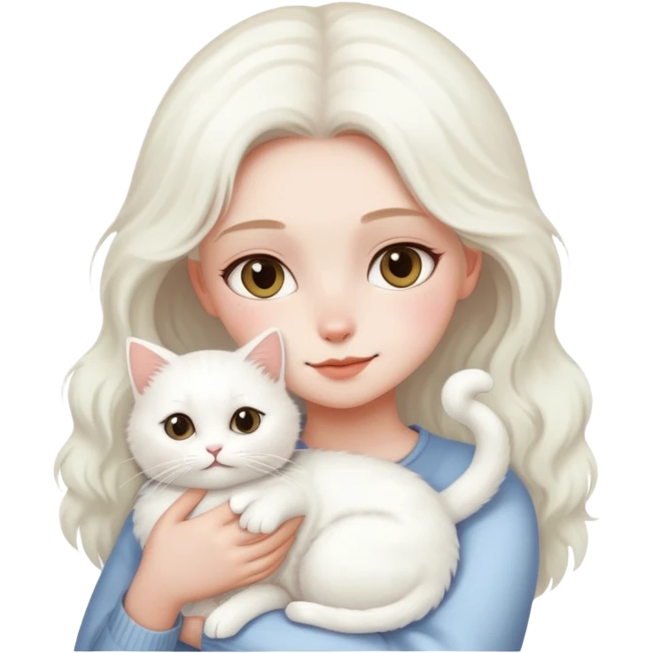 Girl holding a white Cats emoji