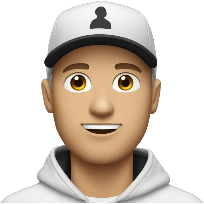 white man with hoodie and black sports cap on emoji