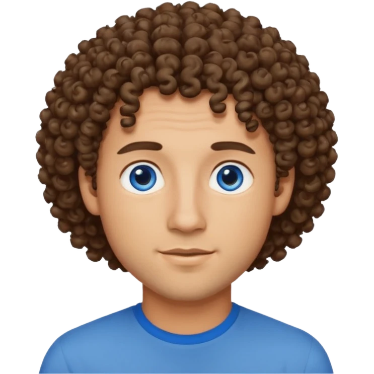 un professeur d'arts plastiques homme métisse aux cheveux bouclés et les yeux bleus emoji