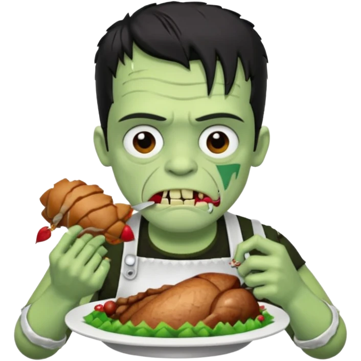 Frankenstein eating turkey emoji