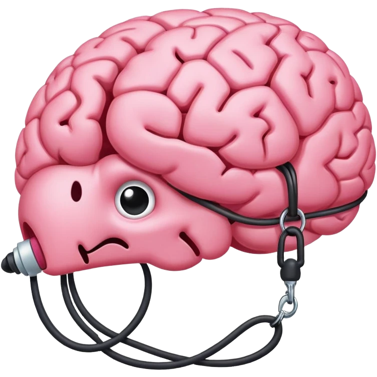 Pink brain on a leash emoji