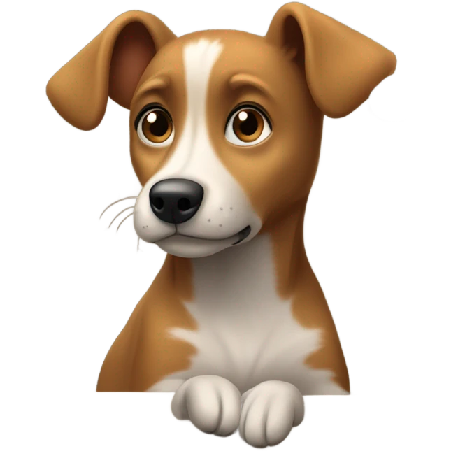 little brown dog waiting for friend to come home emoji
