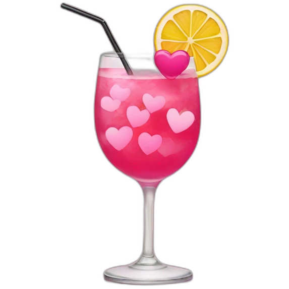 cocktail with glasses and pink hearts emoji
