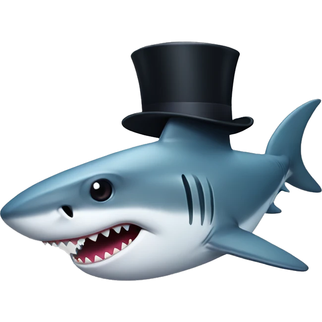 Shark with a top hat emoji
